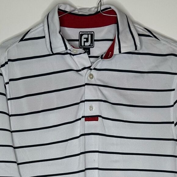 FootJoy White with Dark Midnight Striped Golf Polo in Size Medium - Picture 4 of 7